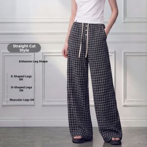 LIDIA | Vintage Plaid Lace-up Drawstring Casual Trousers