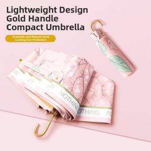 Hook Colored Jelly Three-Fold Umbrella Sun and Rainproof Ultra-Light