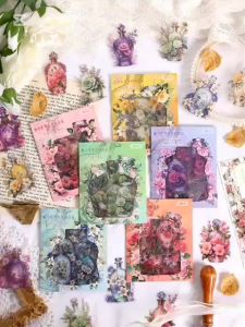 Poppys Studio - (8A21) 30pcs Stiker PET Seri Dunia Dalam Botol Dekorasi Buku Pegangan Retro Sederhana Sticker Perekat Diy Journal Scrapbook