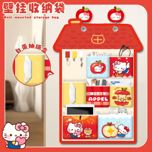 Cute Cat Wall Hanging Storage Bag Fabric  House Student Dormitory Bedding Organizer Wall Mounted Pouch Household Storage