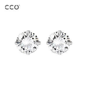 cco | Simple Round Zircon Earrings S925 Silver