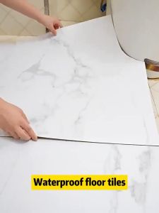 【COD】3D Imitation Marble Effect Tile Stickers Solid Color Matte Self Adhesive Vinyl Tile Floor Stickers Waterproof Moisture Proof Desktop Floor Wall Renovation Decoration Imitation Leather Tile Sticker