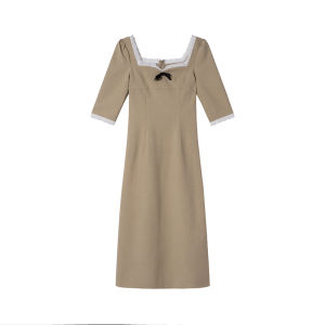 XXNING | Đầm Elegance Đính Cổ Ren Pháp Tay 7/8 Dáng Suông