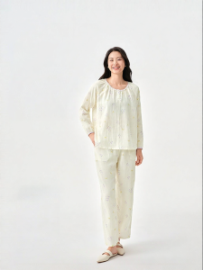 Purcotton | Breathable Gauze Sleepwear Set Spring Long Sleeve & Pant