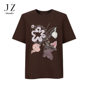 Summer New Womens Casual Commute Short Sleeve T-shirt Patchwork Shoulder Length Cotton Polyester Blend round Neck Top