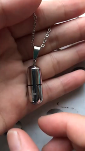 GOUPDO Stainless Steel Capsule Pill Pendant Necklace Women Men Can Open Drift Bottle Pendant Cross Engraved Hollow Pill Necklace