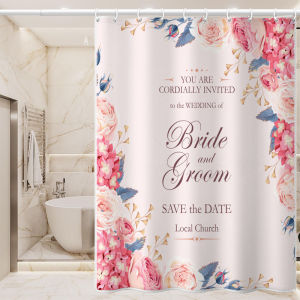 High quality 180/200cm hotel bathroom waterproof shower curtain thickened polyester black white gray blue beige brown plaid cartoon flower and leaf print pattern waterproof partition shower curtain door curtain rod