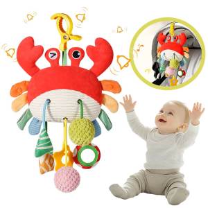 Silicone Crab Pull String Baby Teething Toy Enhances Color Recognition Hand-Eye Coordination and Motor Skill Birthday Gift