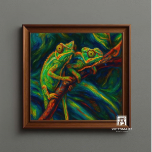 Tranh Nghệ thuật "Đôi Thằn Lằn Con" VIETSMART ART - Acrylic 40 x 40cm