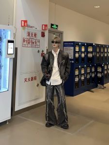 American High Street Vintage Heavy Duty Deconstructed Fringe Shoulder Pad Mens Denim Jacket Autumn Bell Bottom Jeans Set