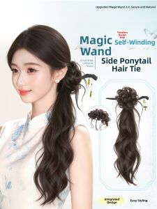 TIANZHEN | Side Braid Chinese Vintage Bun Hairstyle Wig Ponytail Accessories