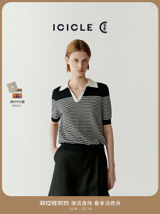 ICICLE Summer 2025 Womens Knitted Sweater Neckline Short Sleeve Linen Silk Blend Easy Wear Straight Cut Commute Style Striped Pattern