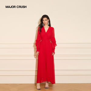 Romantic Charm Drunken Bordeaux Red Dress
