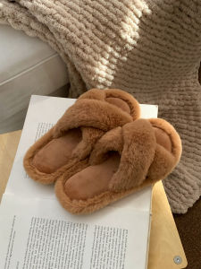 XIXITIAO | Anti-Slip Furry Cross-Design Stylish Slippers