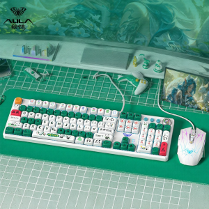 AULA | Punk Vintage Gaming Mechanical Keyboard Mouse Set 108 Keys