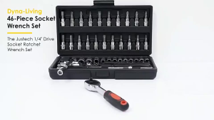 CHUANGCHAO 46-Piece Dense Straight-Handle Ratchet Wrench Set for Automotive DIY Replacement and Repair
