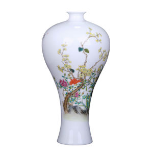 Hand-painted Bird and Flower Pattern Vase
