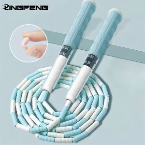 Bamboo Segmented Jump Rope With Soft Bead Handles Tangle-Free Design For School Sports Kids Home Fitness Training Equipment
