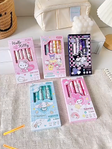 LVYIMAO ปากกาเจลลบได้สีน้ำเงินลายเครยอนชินจัง 6 ชิ้น/ชุด ลายการ์ตูนน่ารัก สำหรับนักเรียน เครื่องเขียน ICECUBES