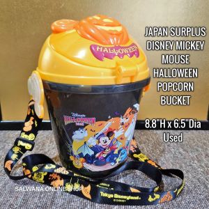 JAPAN SURPLUS DISNEY MICKEY MOUSE HALLOWEEN POPCORN BUCKET (USED) • FOOD STORAGE CONTAINER