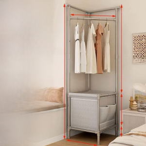 Corner Coat Rack Floor Storage Rack Bedroom Simple Household Hangers Dirty Laundry Basket Triangle Corner Hanger