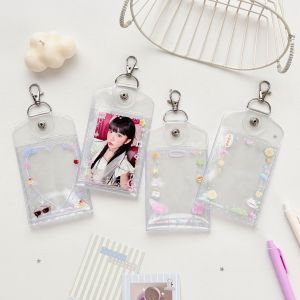 Polka Dot Angel Element Double Side Card Holder Multiple Card Slots Kpop Photocard Case 3 Inch Card Holder Pendant