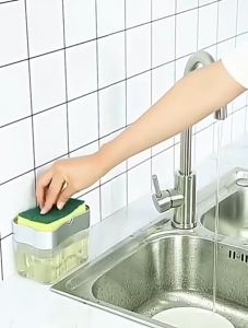 [SG Seller] 2-in-1 Soap Pump Dispenser Kitchen Sponge Holder - Manual Pressing Soap Dispenser Box - Local Seller in Singapore - Fast Shipping & Delivery