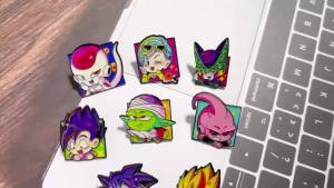 Bandai | 8pcs Cartoon Anime Dragon Ball Anime Lapel Pins Cute Manga Merchandise Badges Adorable Dragon Ball Goku Vegeta Character Brooche