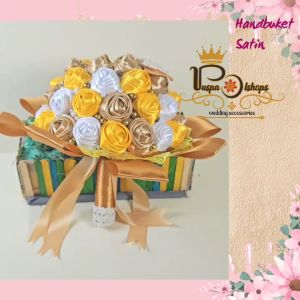 hand buket pengantin handbuket pita satin buket bunga