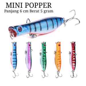 Umpan casting mini popper panjang 6 cm berat 5 gram