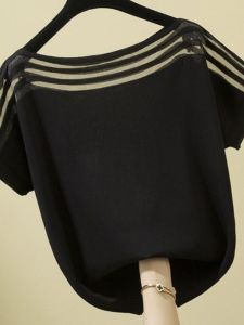 Outlets Genuine Womens Clothing Cut Label Western Style off-Neck Short Sleeves Top T-shirt Ice Silk Sweater Female Summer