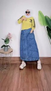 DRESS COTTON COMBAD MIX JEANS / BY KHN / DRESS WANITA