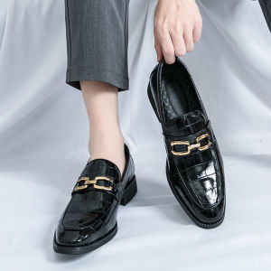 NUDANLAI | Mens Fashionable Slip-On Leather Shoes Pointed Toe Business Casual
