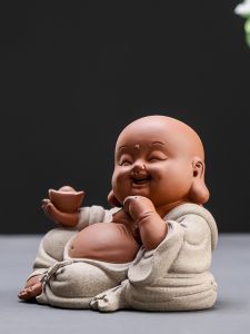 New Chinese Style Ceramic Laughing Buddha Statue Maitreya Buddha Image Living Room TV Cabinet Decorative Ornaments Handcraft