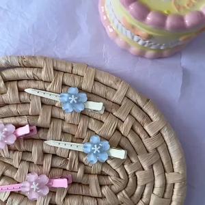 C.three Summer Ice Transparent Duckbill Clip Cherry Blossoms Long Hair Clip Girl Bangs Clip