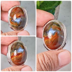 cincin batu akik Garut motif kembang natural realpic