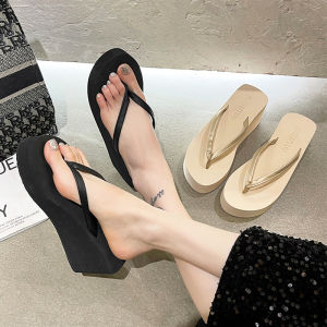 Womens Thick Heel Sandals Summer Outdoor Wear 2025 New Platform Slip-On Beachside Beach Casual High Heel EVA Material