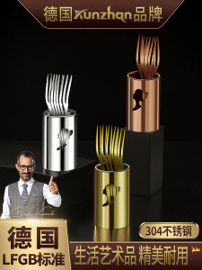 Elegant European Style Fruit Fork Storage Canister Set Luxury Dessert Label Home Use Plug Tube Stainless Steel 304 Kitchenware