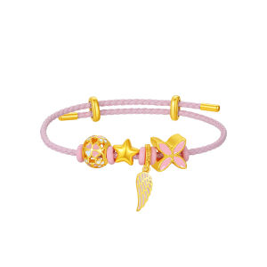 Gold Auspicious Charm Red Cord Bracelet