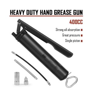 Grease Gun 8000 PSI Heavy Duty Lever Action Grease Gun kit 14 OZ or 400CC Bulk Grease- Includes 12" Flex Hose 1 Metal Extension Tubes1 Reinforced Standard Coupler and 1 Sharp Type Nozzle