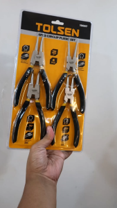 Tolsen 4Pcs Circlip Plier Set (7") 10097 Dipped Handle