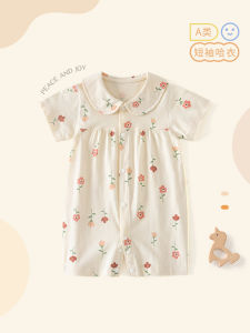 เสื้อผ้าเด็กทารกชุดบอดี้สูทผ้าฝ้ายแท้สำหรับฤดูร้อนเด็กแรกเกิดชุดฮาร์ทแขนสั้นสำหรับเด็กหญิงชุดฤดูร้อนเจ้าหญิงสวยหวานน่ารักแบบบาง