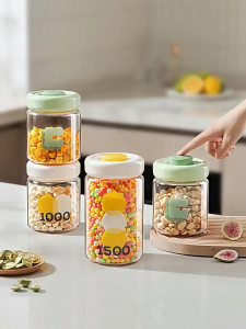 MoliJöy Sealed Jar - One-Press Airtight Storage Moisture-Proof Stackable Design