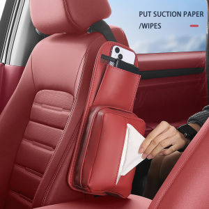 Car Seat Side Hanging Bag Leather Storage Pocket Tissue Box Holder Paper Drawer Organizer for Toyota TRD Vios Raize Wigo Rush Wish Corolla Cross Veloz Yaris Ativ Revo