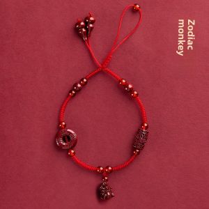 Pudao Mountain Zhu Sanduo Zodiac Red Rope Womens Foot Chain Safe Buckle Bracelet Woven Foot Rope Ethnic Style Jewelry