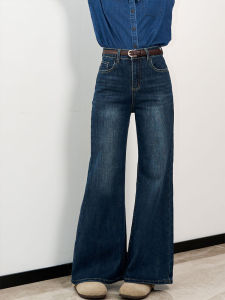High Waist Flared Straight Leg Jeans Womens Loose Fit Small Size Bell Bottoms Casual Wear Cotton Blend Denim Blue Jeans