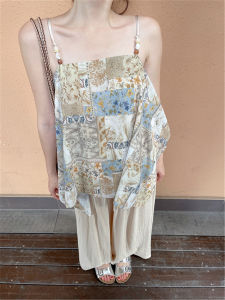 QIAONIAOGE | Summer 25 Lazy Bohemian Print Halter Neck Vest Womens Sleeveless Top Creative Pattern Breathable Thin Plant Floral Design