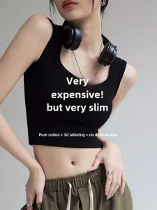 Black Sports Tank Top Womens Inner Wear 2025 New Summer Outdoor Hot Girl Slimming Cross Backless Sleeveless Top