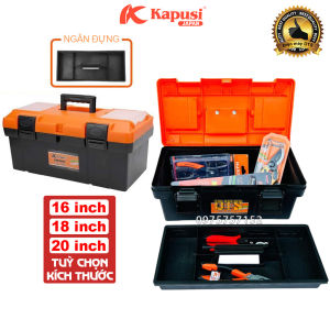 Hộp đựng đồ nghề thùng dụng cụ chính hãng Kapusi đủ size 16/18/20 - Hộp đựng dụng cụ đa năng cầm tay nhựa ABS cơ khí máy móc