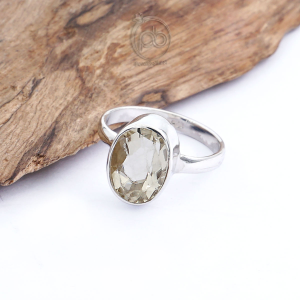 Cincin Wanita Elegant Perak 925 Natural Lemon Quartz Lemonette